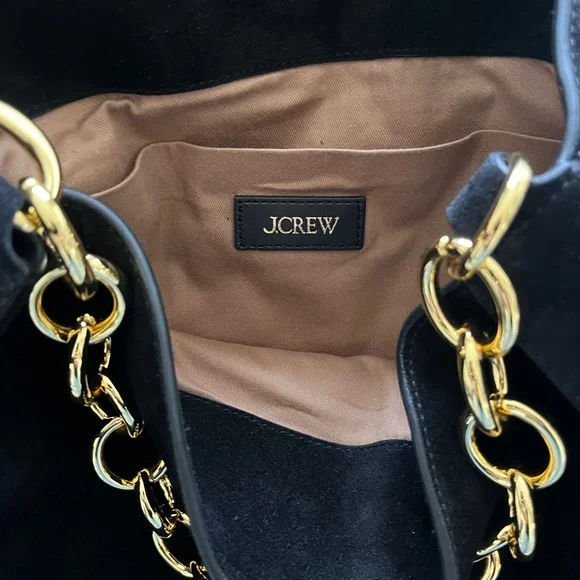 J. Crew Suede Berkeley Bag in black with Gold Chain